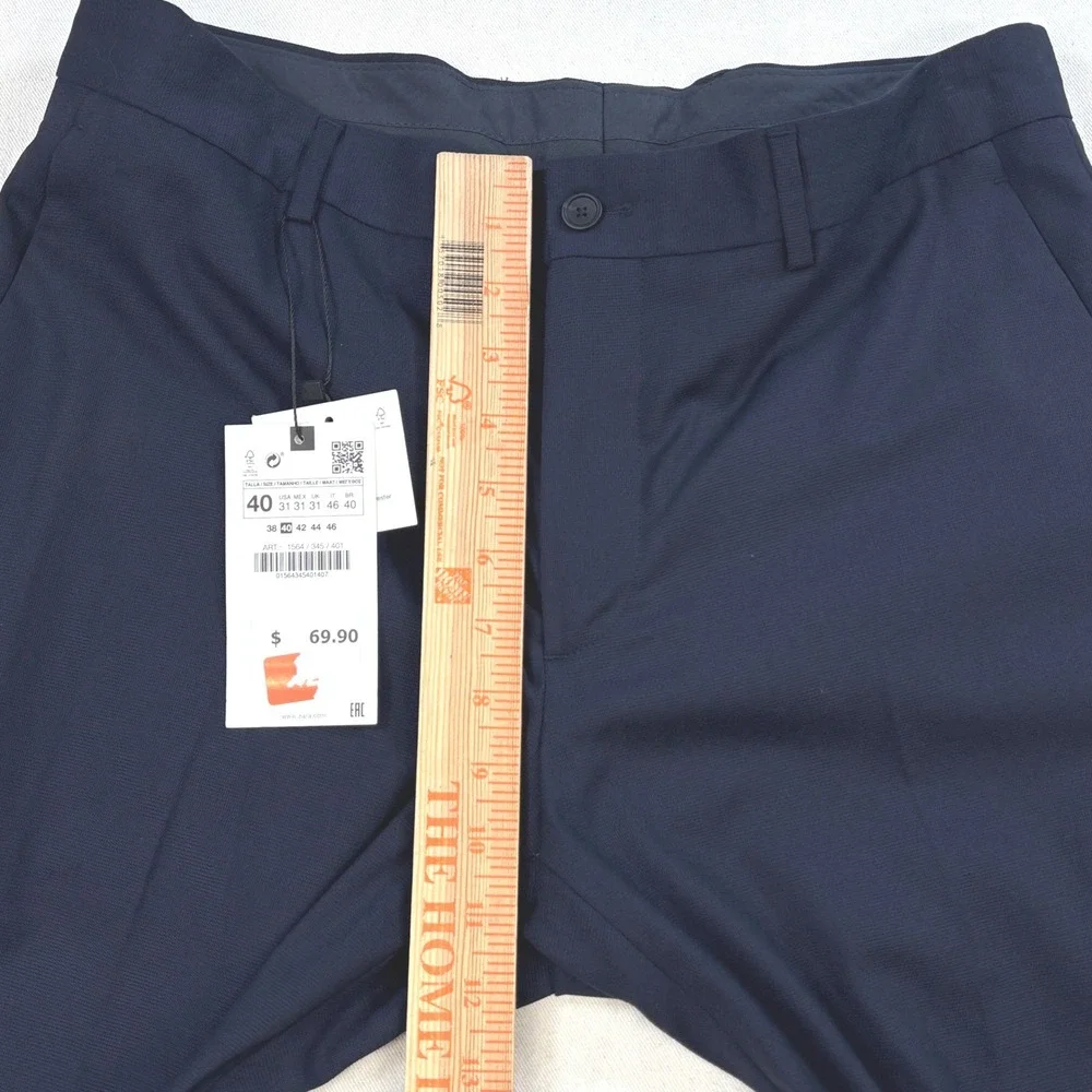 Zara Man Join Life Navy Blue Textured Dress Pants Trousers Mens Size 31 1564/345